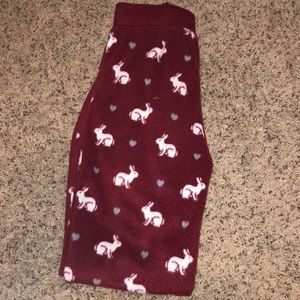 girls maroon bunny pj pants